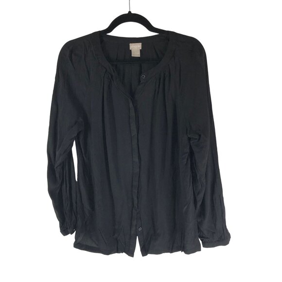 Chicos Black Pullover Top Blouse Lightweight Concealed Button Closure 1 (US M) - Picture 1 of 7